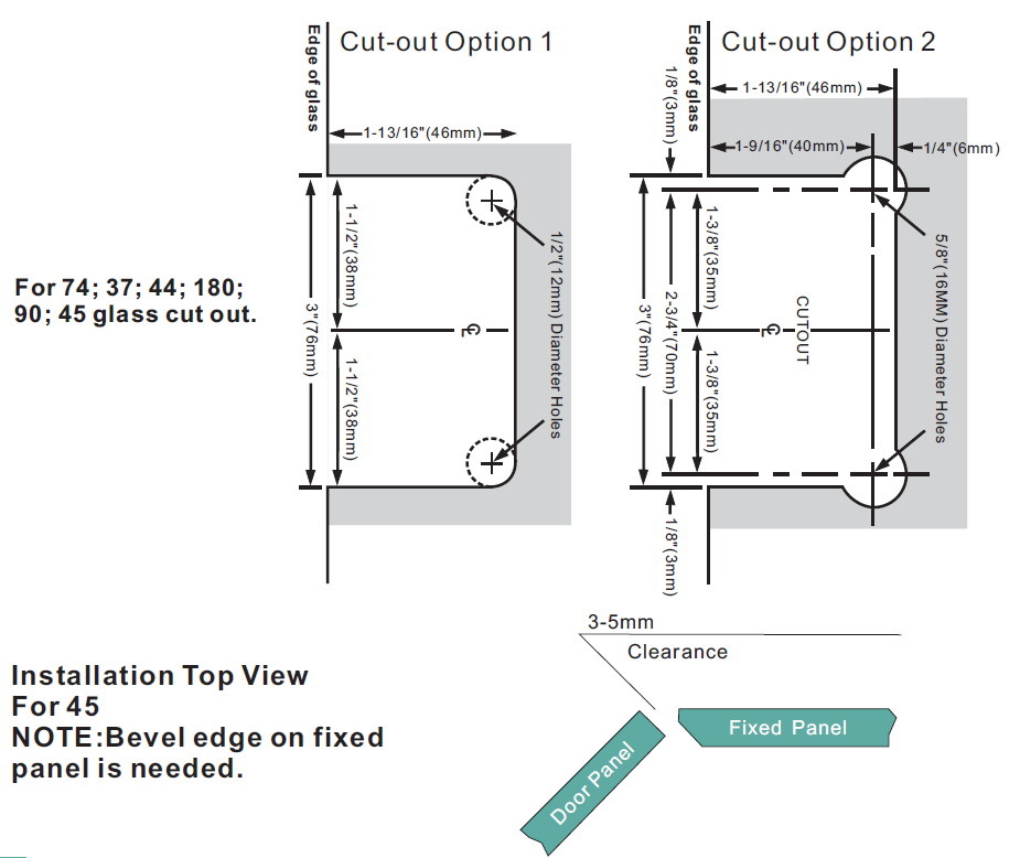puerta de ducha con bisagras