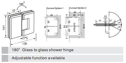 Bisagra de ducha de puerta de 180&deg; de vidrio a vidrio con borde biselado de alta resistencia con accesorios de vidrio con pasador de pivote de 85 y pasador de pivote ajustable fuera de &aacute;ngulo est&aacute;n disponibles