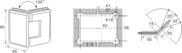 Bisagra de puerta de vidrio