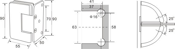 bisagra de puerta de vidrio