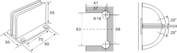 abrazadera de vidrio