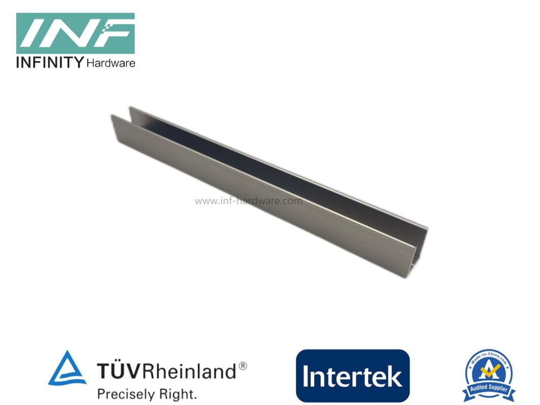 Canal en U de aluminio apto para vidrio de 8-10 mm