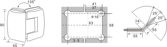 Bisagra de puerta de vidrio