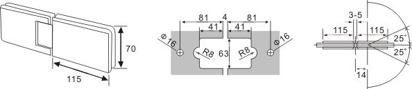 Bisagras de puerta de ducha de vidrio