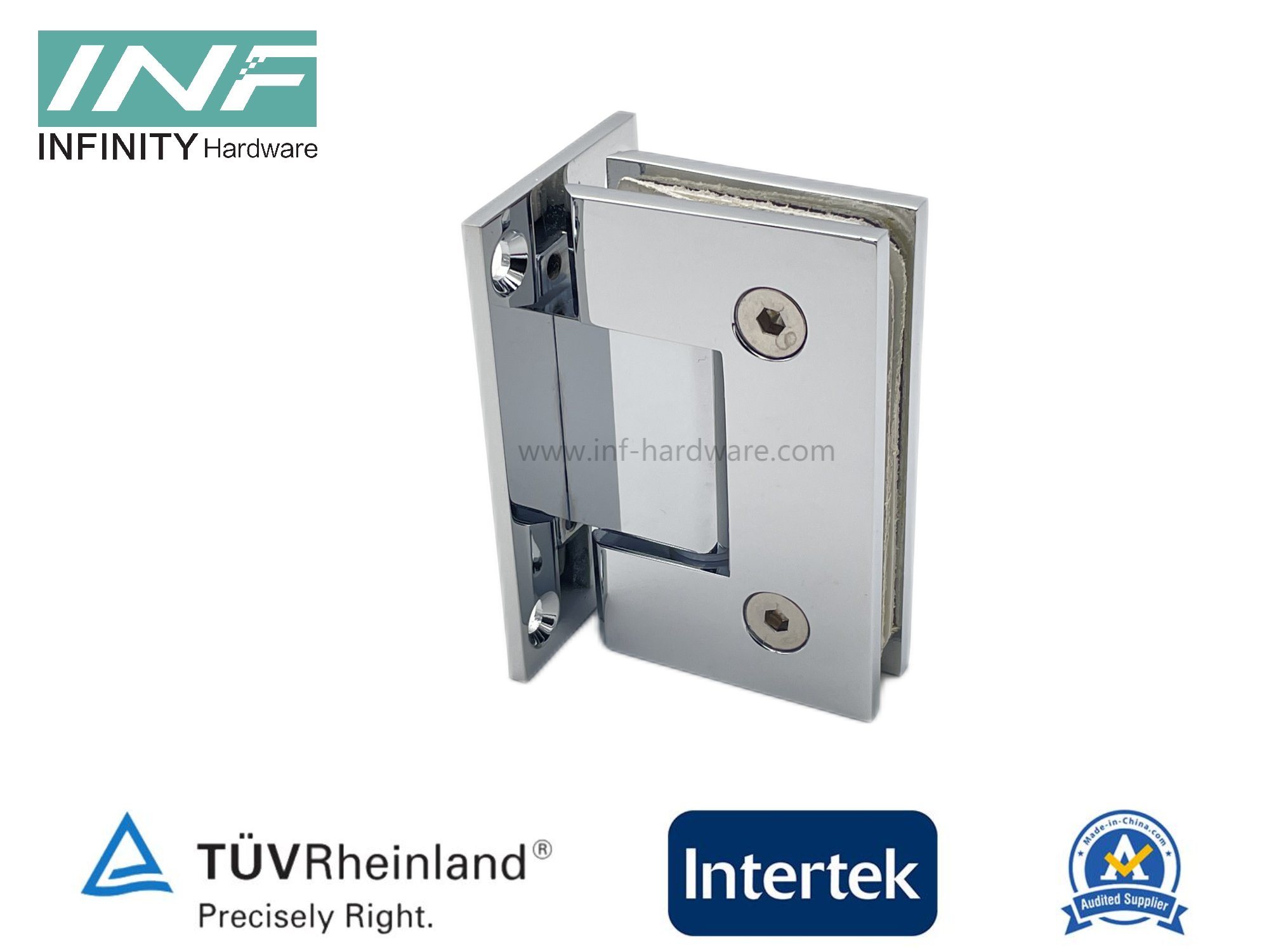 Glass to Wall Full Plate Square Shower Hinge Double Side Glass Clamp