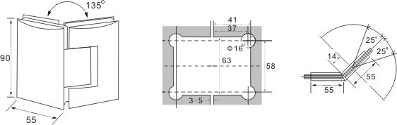 bisagras de puerta de ducha de vidrio