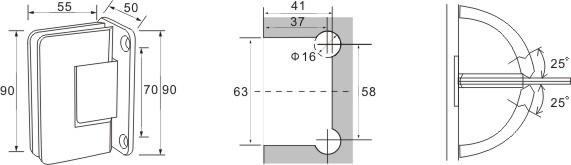 puerta de ducha con bisagras sin marco