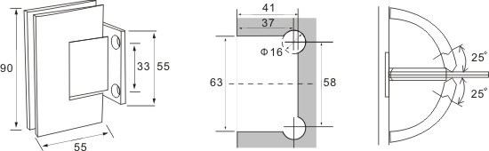 Bisagra de puerta de ducha de vidrio