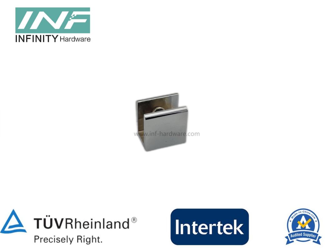 Abrazadera de vidrio cuadrada de lat&oacute;n para pared, sin corte de vidrio