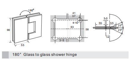 Bisagra de ducha de puerta de vidrio de esquina recta de vidrio a vidrio con pasador ajustable y funci&oacute;n de apertura y cierre de puerta de vidrio en cualquier &aacute;ngulo