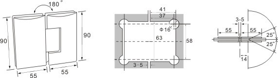 bisagra para puerta de ducha de vidrio