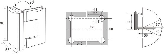 puerta de ducha con bisagras sin marco