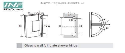 Brass Glass to Wall Shower Hinge for Glass Fitting